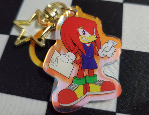 2" - 2.5" Maid Cafe Themed Knuckles Shadow Blaze Silver Doubleside Rainbow Acrylic Charm Keychain