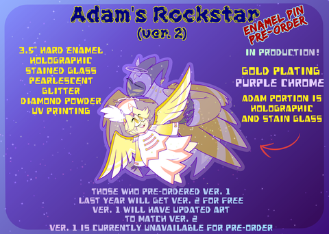 3.5" Adam Abel Rockstar ver 2 Hazbin Hotel [Enamel Pin] ~PreOrder~