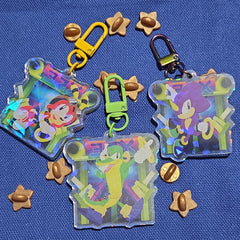 2" Classic Chaotix Vector Espio Charmy Holographic Acrylic Charm Keychain