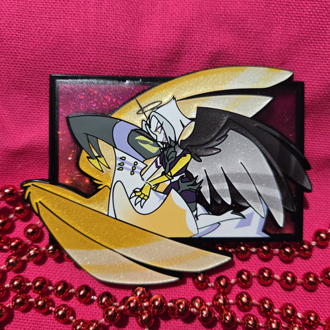 3.75" Adam Lute Guitarspear Black Chrome Gravity Hazbin Hotel [Enamel Pin]