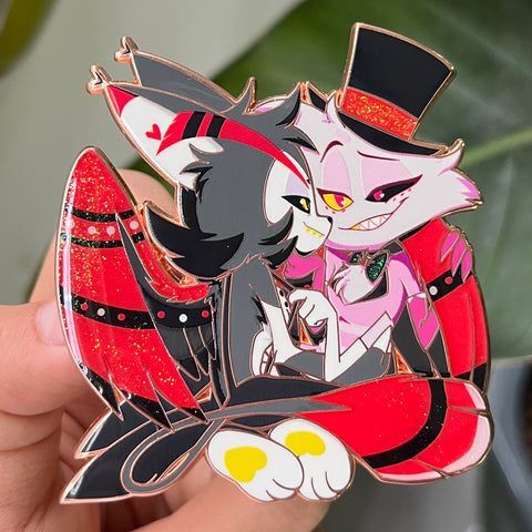 2.75" Huskerdust 2025 Version Angel Dust Husk Spider Cat Demon Hazbin Hotel Glitter [Enamel Pin]