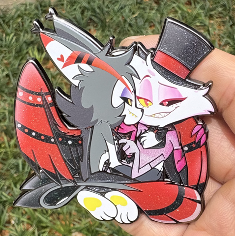 2.75" Huskerdust 2026 Update Version Angel Dust Husk Spider Cat Demon Hazbin Hotel Glitter [Enamel Pin]