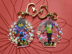 2" Double Sided Holographic Frisk Chara Keychains