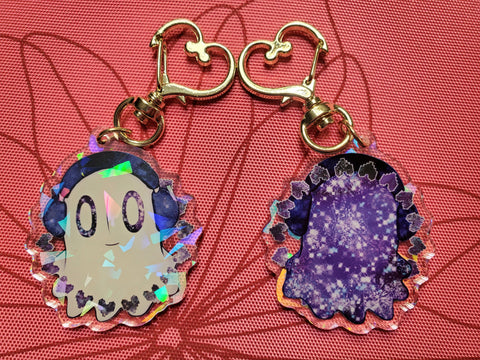 2" Double Sided Holographic Napstablook Undertale Keychain
