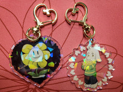 2" Double Sided Holographic Flowey Asriel Keychains