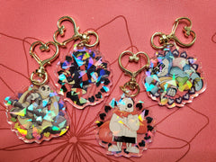 2" Double Sided Holographic Crayon Queen and Ink Sans AU Keychains