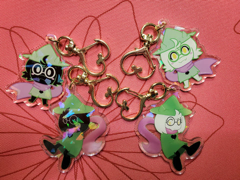 2" Double Sided Holographic Ralsei Deltarune Keychains