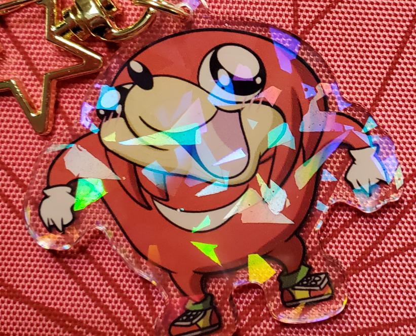 2" Ugandan Knuckles double sided Holographic acrylic keychain Hidden Palace Games 2" Ugandan Knuckles double sided Holographic acrylic keychain Hidden Palace Games