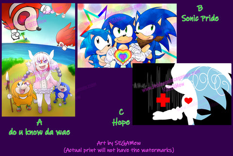 11 x 17" Sonic Themed Holographic Art Prints 2